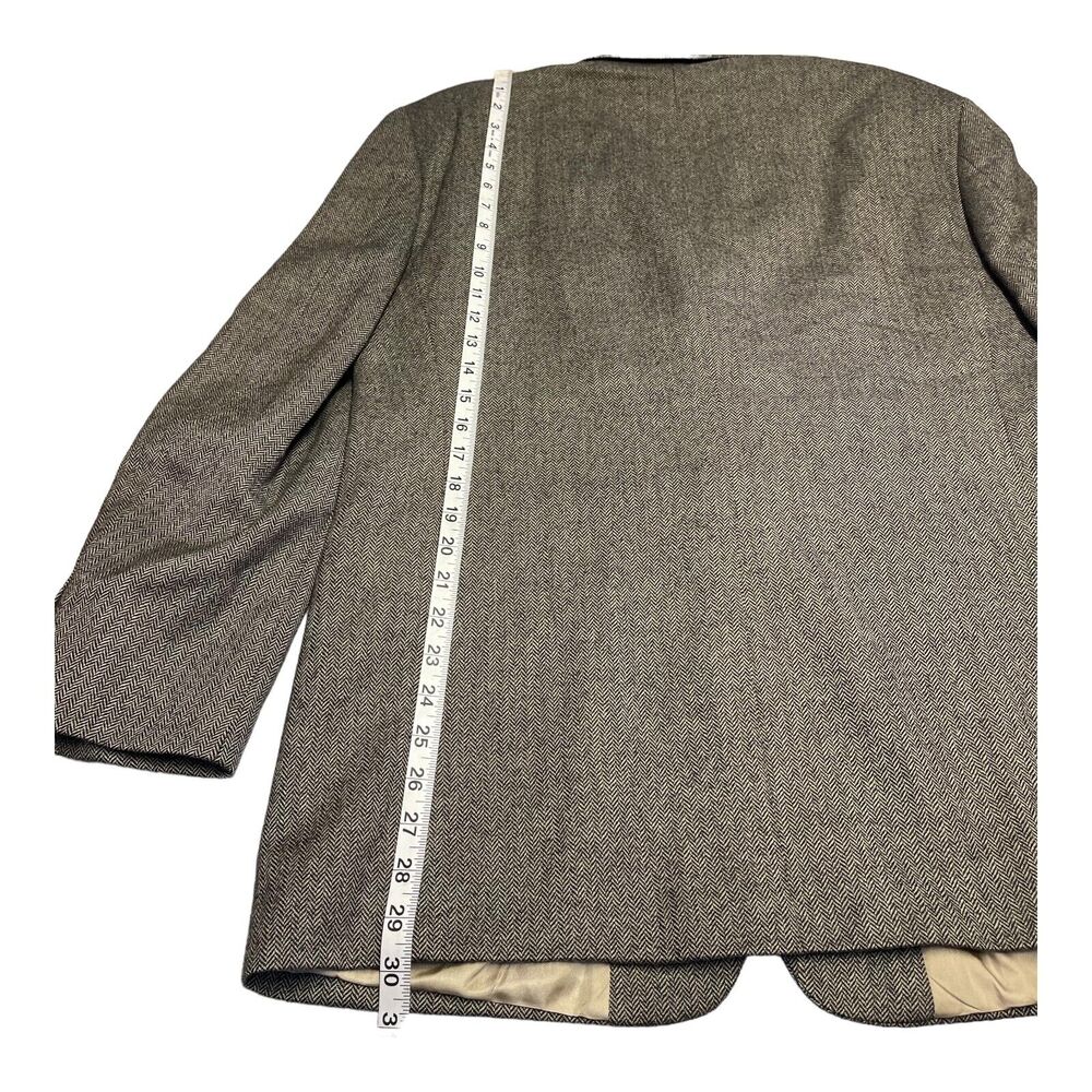 Stafford Sports Coat Men's 40R Gray 100% Wool Herringbone Notch Single Breasted - Picture 5 of 10